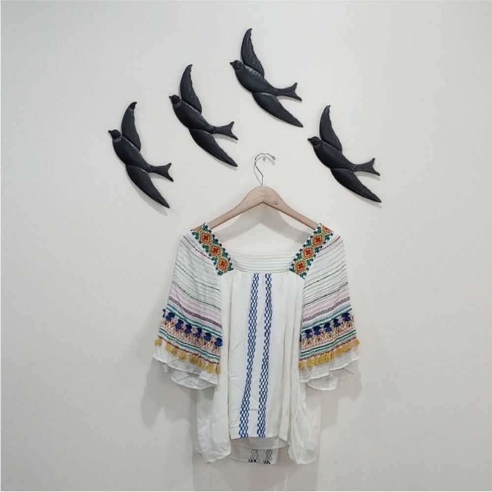 Anthropologie Vineet Bahl Kiera Embroidered Boho Peasant Blouse XS - Runs Large - Picture 5 of 13